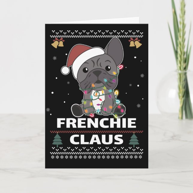 French Bulldog Christmas pun FRENCHIE CLAUS Card Karte (Vorderseite)