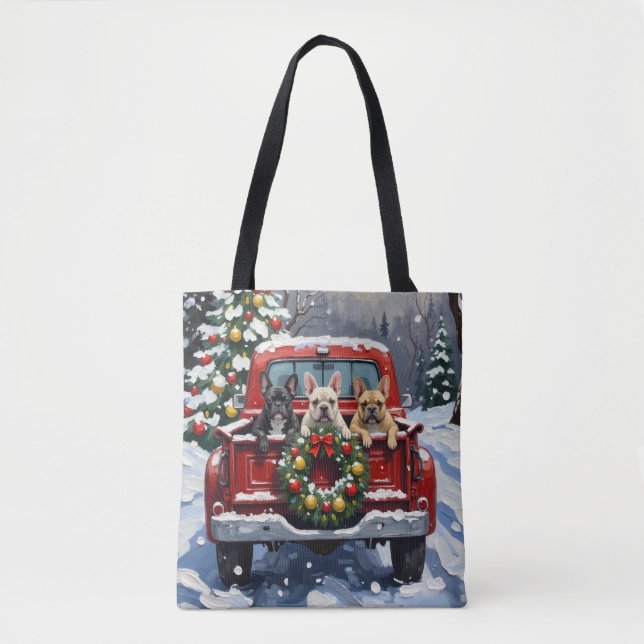 French Bulldog Christmas Red Truck Holiday Tasche (Vorderseite)