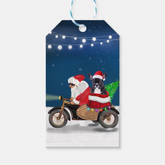 French Bulldog Christmas Santa Claus Geschenkanhänger (Vorderseite)
