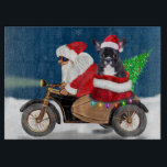 French Bulldog Christmas Santa Claus Schneidebrett<br><div class="desc">Ein Weihnachtsmann,  der mit dem Fahrrad Weihnachtsbaum und den französischen Bulldog als Geschenk liefert,  ist ein ideales Weihnachtsgeschenk für jemanden,  der diesen Hund züchtet.</div>