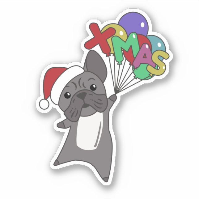 French Bulldog Christmas Snow Winter Animals Stick Aufkleber (Vorderseite)