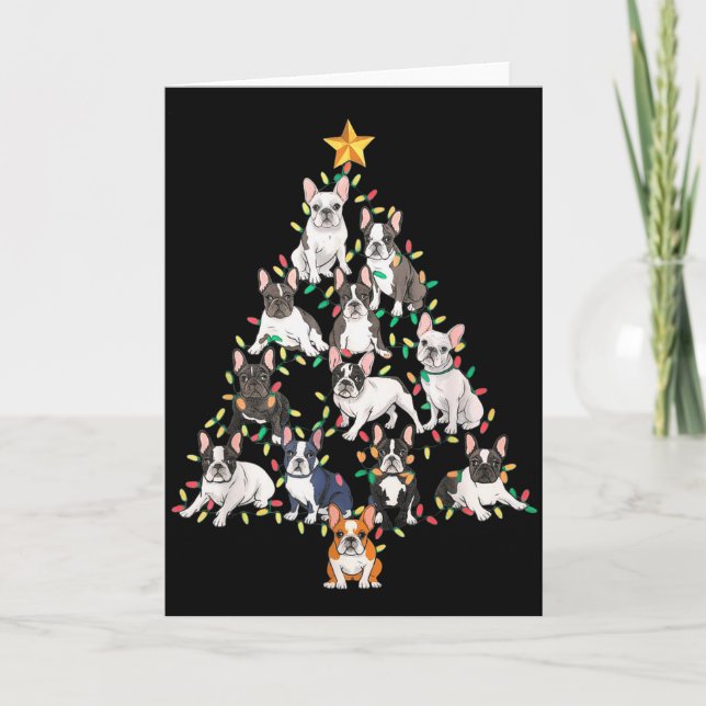 French Bulldog Christmas Tree Frenchie Dog Xmas Pa Karte (Vorderseite)
