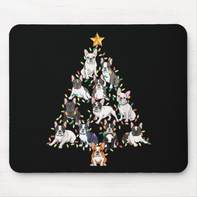 French Bulldog Christmas Tree Frenchie Dog Xmas Pa Mousepad (Vorne)
