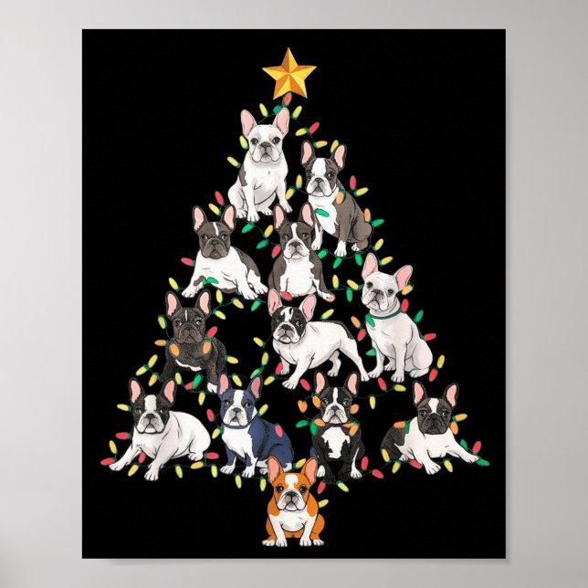 French Bulldog Christmas Tree Frenchie Dog Xmas Pa Poster (Vorne)
