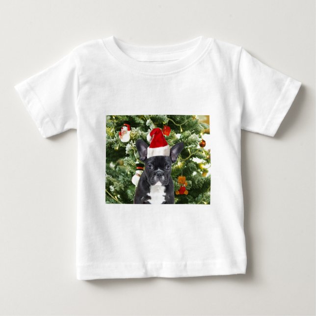 French Bulldog Christmas Tree Ornaments Snowman Baby T-shirt (Vorderseite)