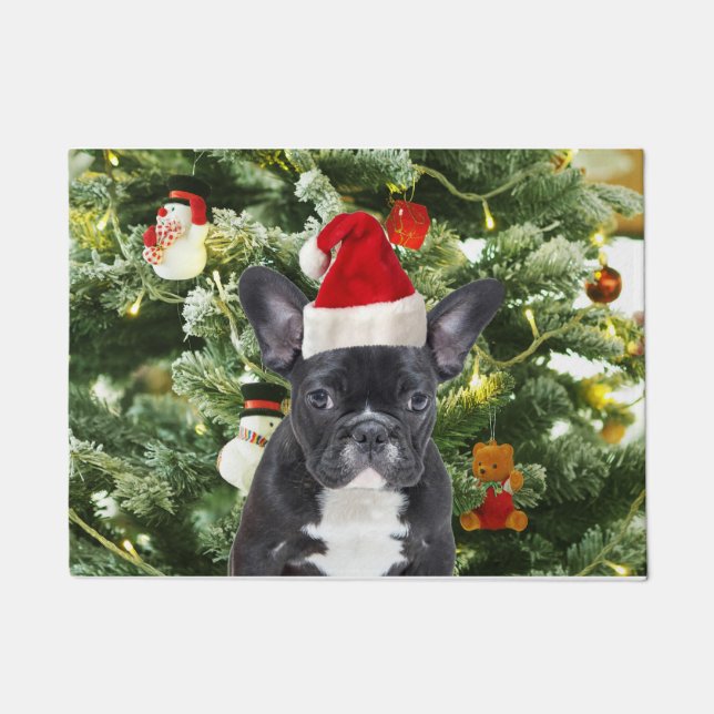 French Bulldog Christmas Tree Ornaments Snowman Fußmatte (Vorderseite)