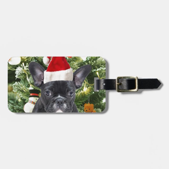 French Bulldog Christmas Tree Ornaments Snowman Gepäckanhänger (Vorderseite horizontal)