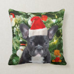 French Bulldog Christmas Tree Ornaments Snowman Kissen<br><div class="desc">Französische Bulldogge Weihnachtsbaumschmuck Snowman Pillow. Niedlicher französischer Bulldog mit Weihnachtsbaumschmuck Snow Man im Hintergrund Foto Kissen.</div>