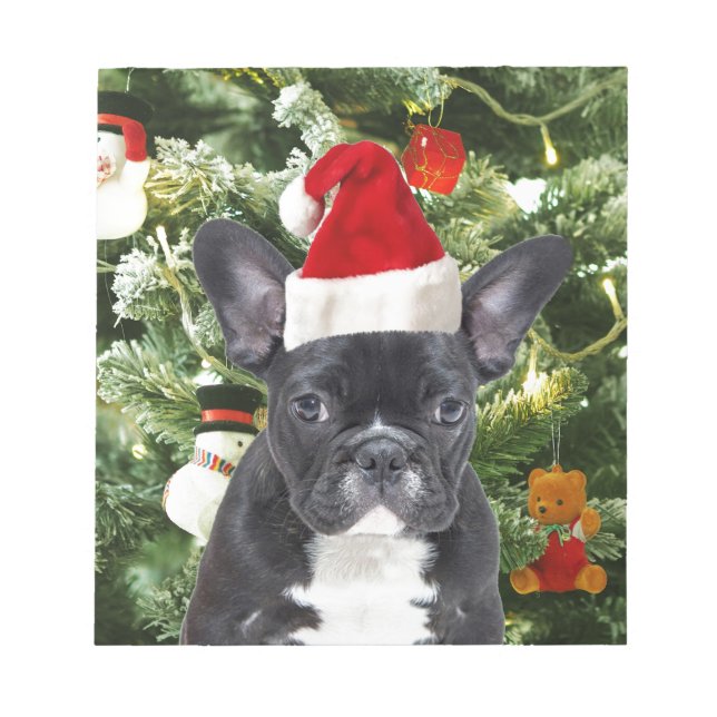 French Bulldog Christmas Tree Ornaments Snowman Notizblock (Vorderseite)