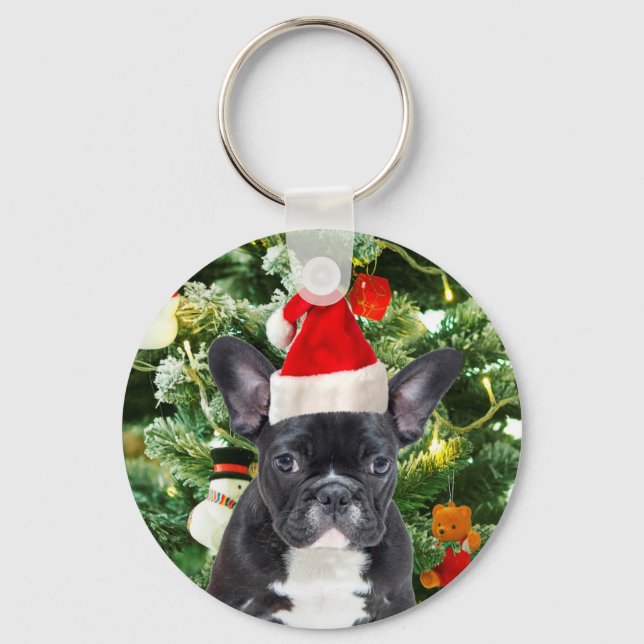 French Bulldog Christmas Tree Ornaments Snowman Schlüsselanhänger (Vorderseite)