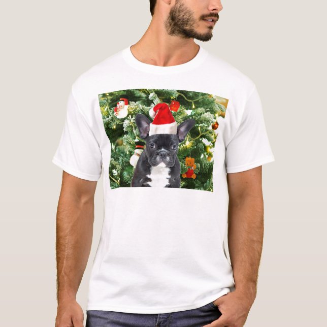 French Bulldog Christmas Tree Ornaments Snowman T-Shirt (Vorderseite)