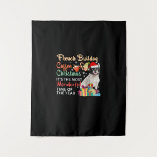 French Bulldog Coffee Christmas It's Wonderful Wandteppich