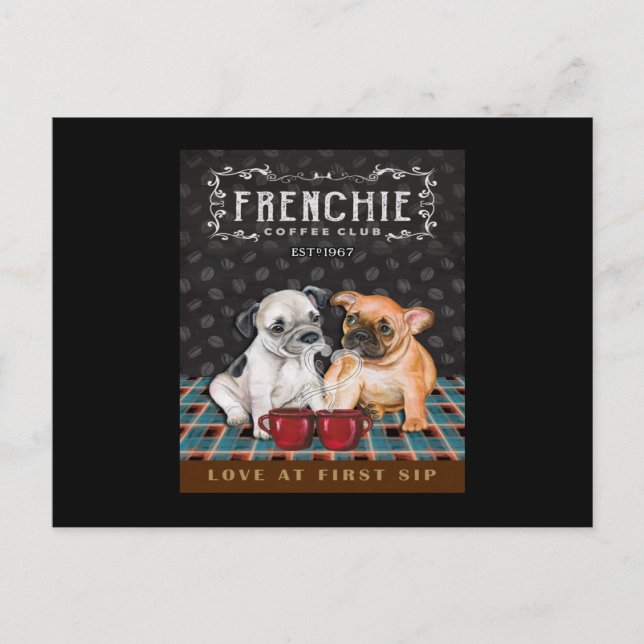 French Bulldog Coffee Club Postkarte (Vorderseite)
