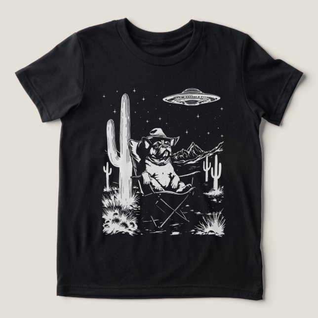 French Bulldog Cowboy UFO Tri-Blend Shirt (Design Vorderseite)