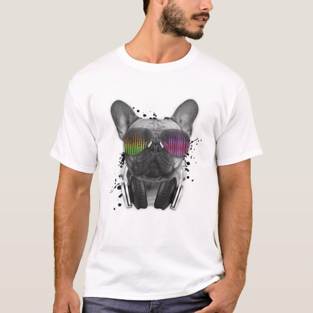 French Bulldog Deejay Cool DJ Dog Lover Frenchie M T-Shirt (Vorderseite)