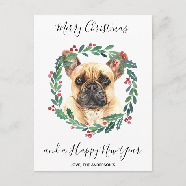 French Bulldog Dog Elegant Frohe Weihnachten (Vorderseite)