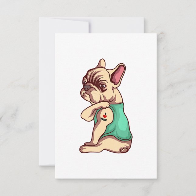 French Bulldog Dog I Love Mom Tattoo Lover Funny RSVP Karte (Vorderseite)
