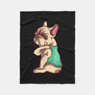 French Bulldog Dog I Love Mom Tattoo Lover Gift Fleecedecke