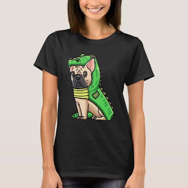 French Bulldog Dog In Crocodile Costume T-Shirt (Vorderseite)