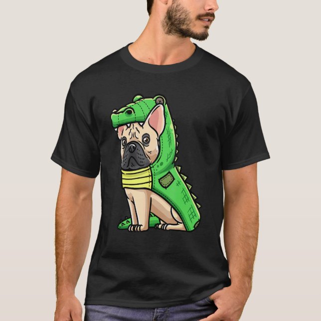French Bulldog Dog In Crocodile Costume T-Shirt (Vorderseite)