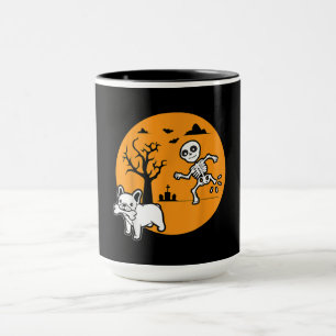 French Bulldog Dog Skeleton Bone Halloween Costume Tasse