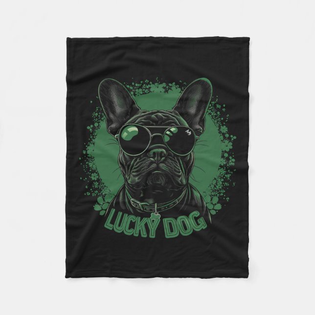 French Bulldog Dog - St. Patrick's Day Saint Paddy Fleecedecke (Vorderseite)
