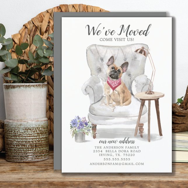 French Bulldog Dog We've Moved Moving Announcement Ankündigung (Von Creator hochgeladen)