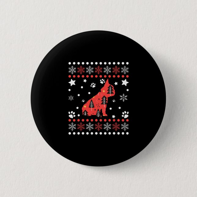 French Bulldog Eigentümer von Christmas Dog Patter Button (Vorderseite)