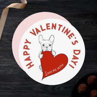 French Bulldog et une carte Heart Valentine's Day