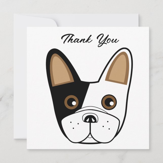 French Bulldog Face Birthday Party Danke Karte (Vorderseite)