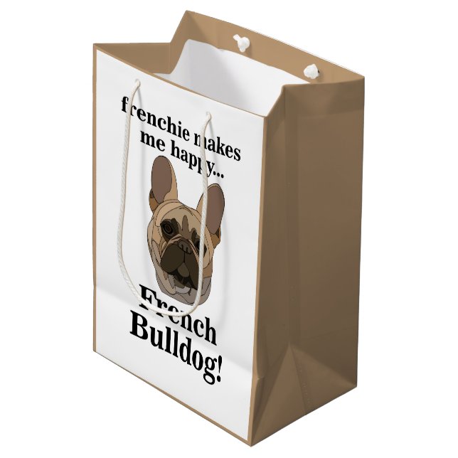 French Bulldog Face Dog Lover Mittlere Geschenktüte (Vorderseite Schrägansicht)