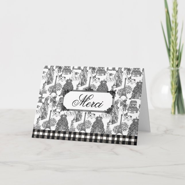 FRENCH BULLDOG Frenchie Black Toile Anpassung Dankeskarte (Vorderseite)