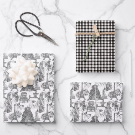 FRENCH BULLDOG Frenchie Black Toile Geschenkpapier Set