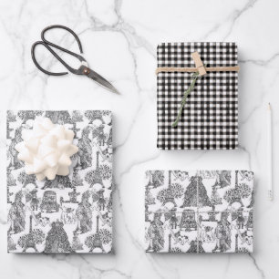 FRENCH BULLDOG Frenchie Black Toile Geschenkpapier Set