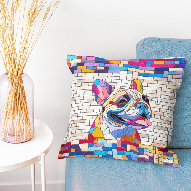 French Bulldog - Frenchie - buntes Mosaik Kissen (Von Creator hochgeladen)