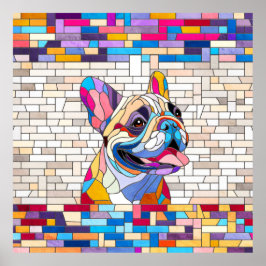 French Bulldog - Frenchie - buntes Mosaik Poster