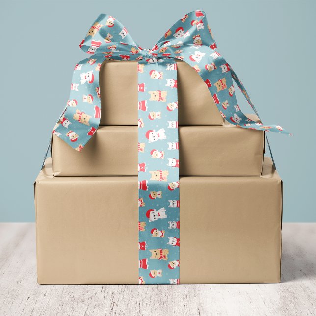 French Bulldog Frenchie Christmas Pattern Satinband (Von Creator hochgeladen)