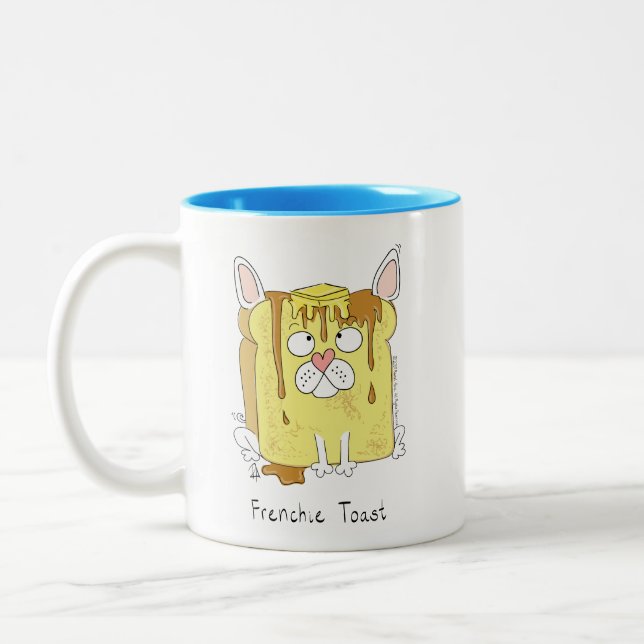 French Bulldog Frenchie Dog Funny Zweifarbige Tasse (Links)