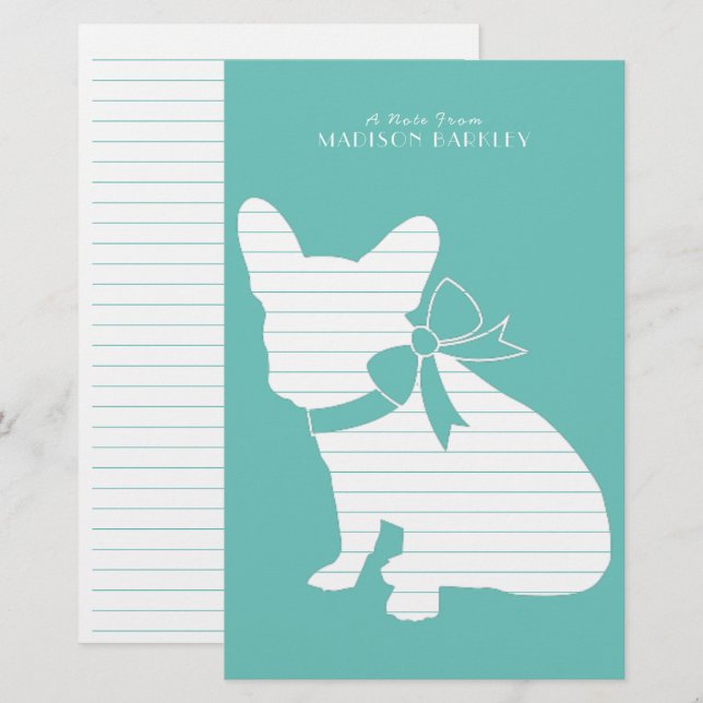 French Bulldog Frenchie Dog Puppy Frenchy Briefpapier (Vorne/Hinten)