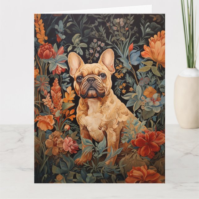 French Bulldog Frenchie Garden Tapestation Geburts Dankeskarte (Vorderseite)