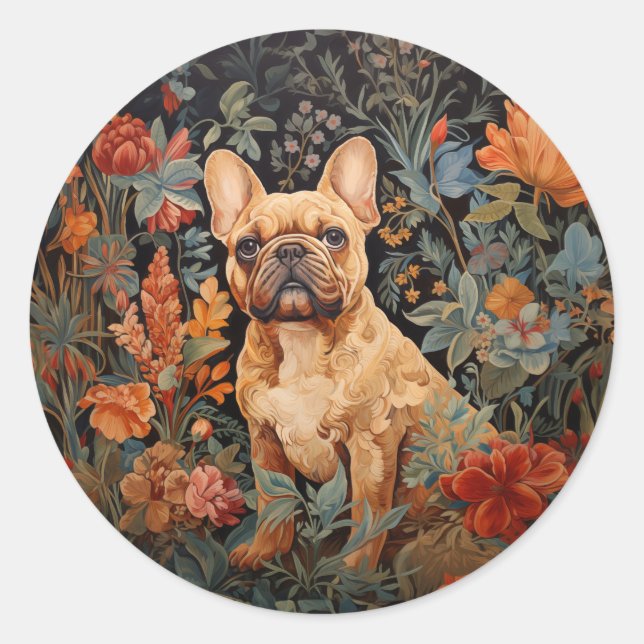 French Bulldog Frenchie Garden Tapestation Geburts Runder Aufkleber (Vorderseite)