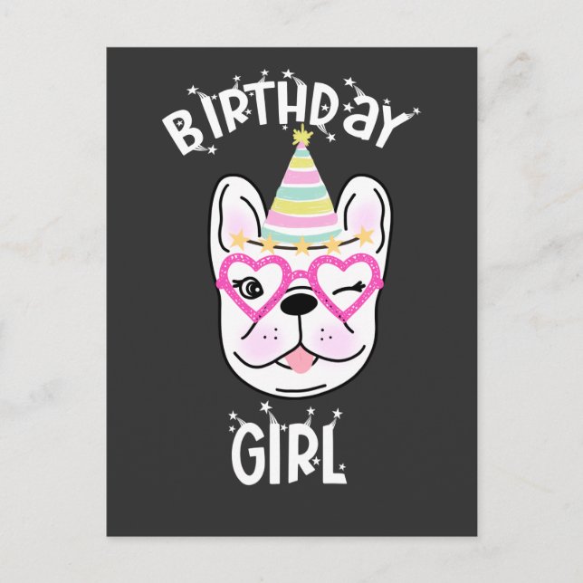 French Bulldog Frenchie Geburtstagsparty Postkarte (Vorderseite)