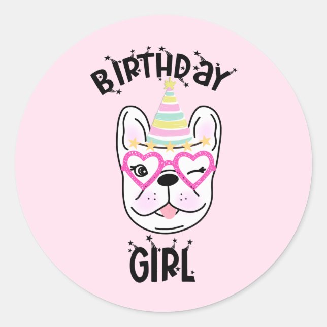 French Bulldog Frenchie Geburtstagsparty Runder Aufkleber (Vorderseite)