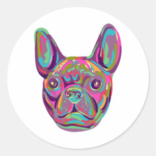 French Bulldog Frenchie Pop Art Runder Aufkleber