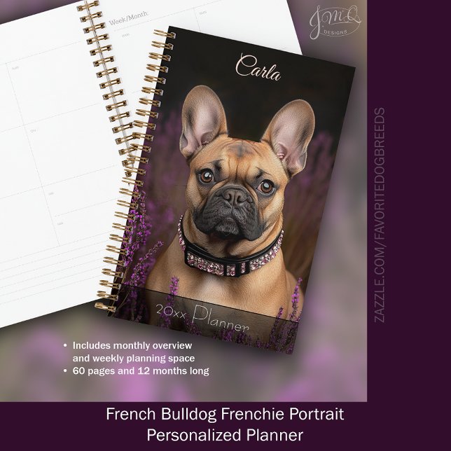 French Bulldog Frenchie Portrait Personnalisé (French Bulldog Frenchie Portrait Personalized Planner)