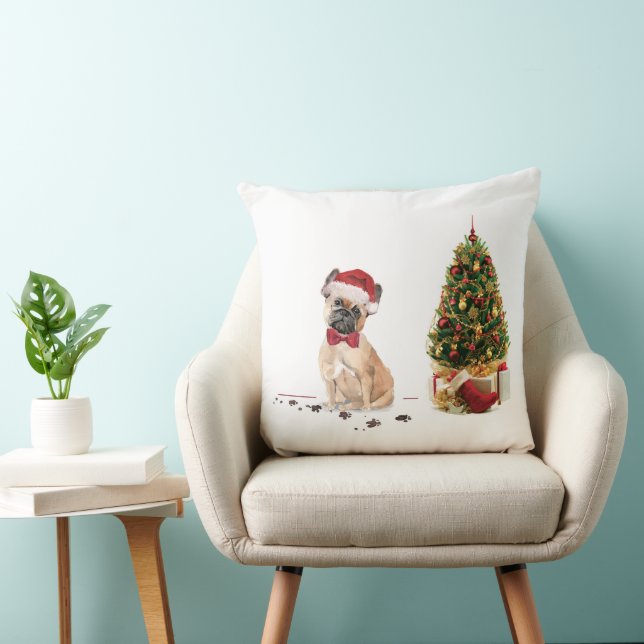 French Bulldog Funny Christmas Dog mit Baum Kissen (Stuhl )