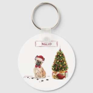 French Bulldog Funny Christmas Dog mit Baum Schlüsselanhänger