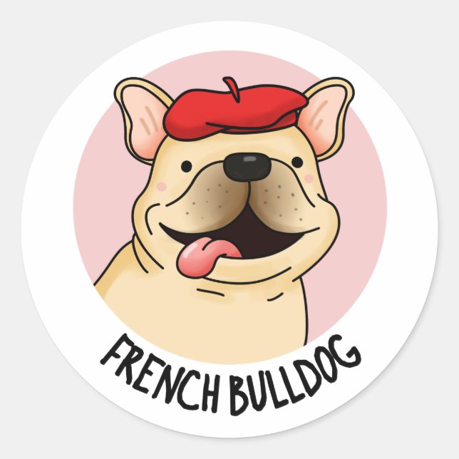 French Bulldog Funny Dog Pub Runder Aufkleber (Vorderseite)