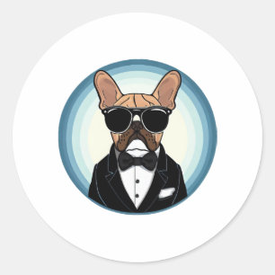 French Bulldog Funny Niedliche Kunst Runder Aufkleber
