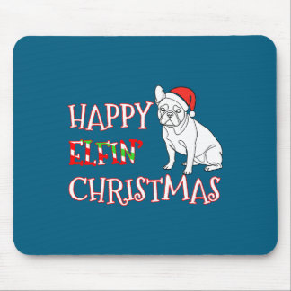French Bulldog Funny Santa Hat Happy Elfin Christm Mousepad